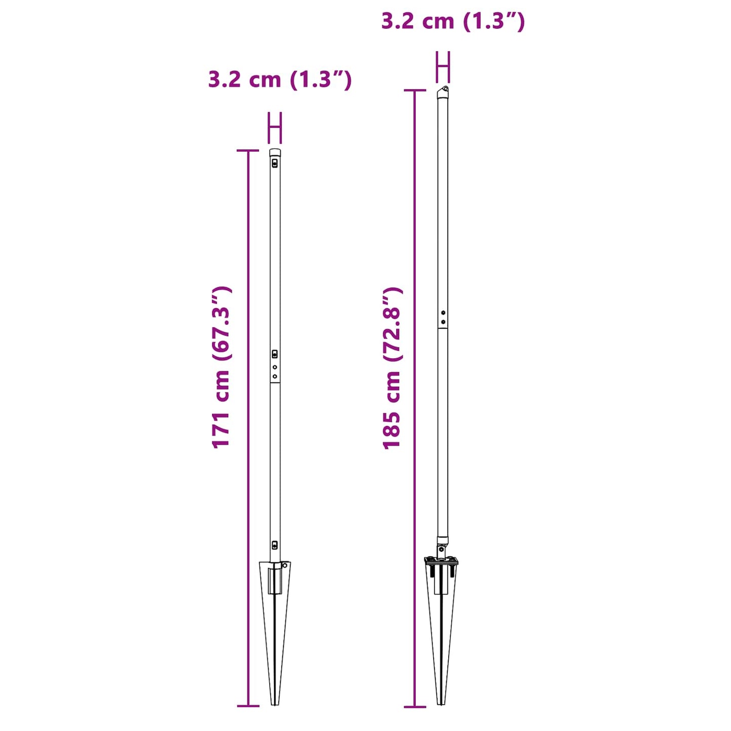 Zaunpfosten 52 pcs Grau 3,2 x 3,2 x 185 cm