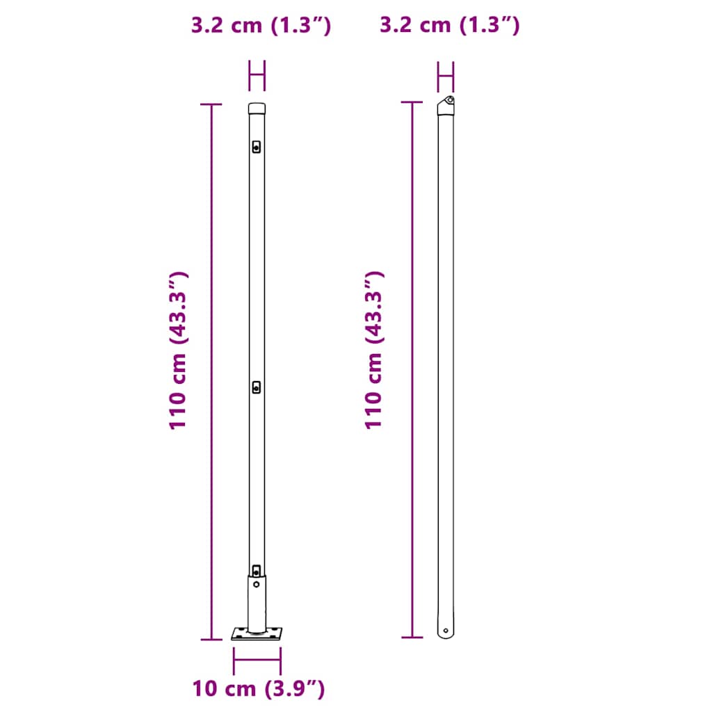 Zaunpfosten 52 pcs Grau 3,2 x 3,2 x 110 cm