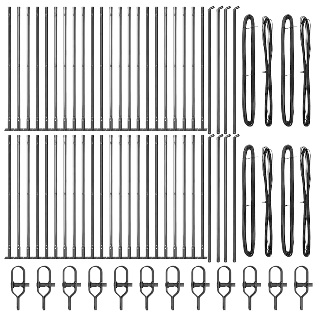 Zaunpfosten 52 pcs Grau 3,2 x 3,2 x 90 cm