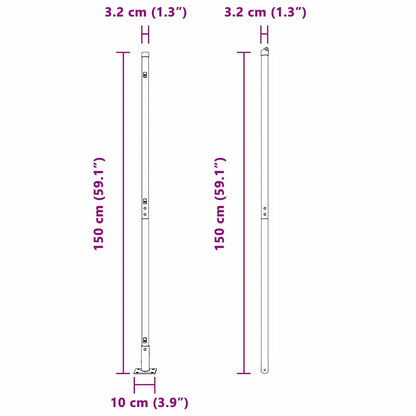 Zaunpfosten 52 pcs Grau 3,2 x 3,2 x 150 cm