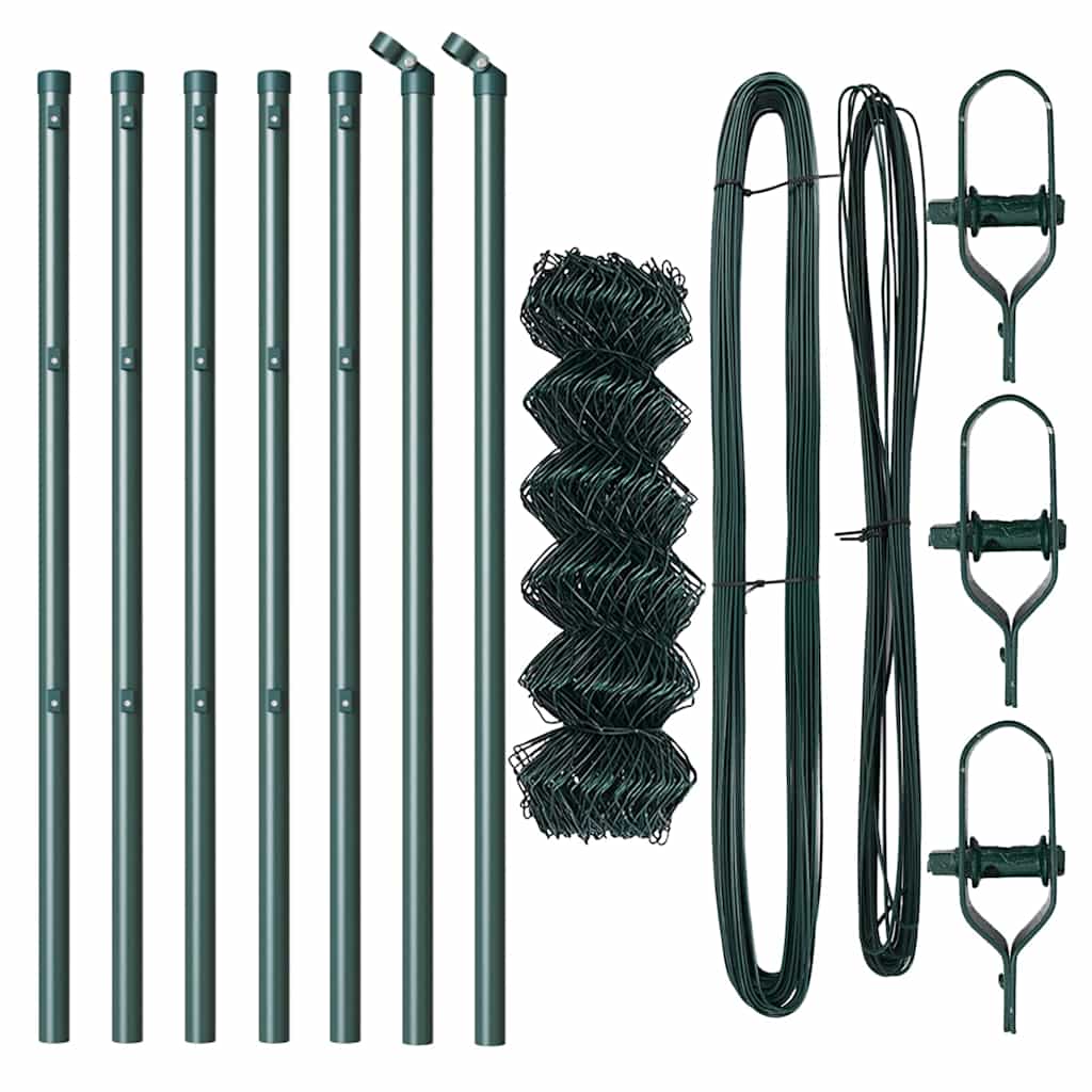 Zaunpfosten Grün 10 x 0,4 m (40 x 40 mm Maschen) Stahl und PVC