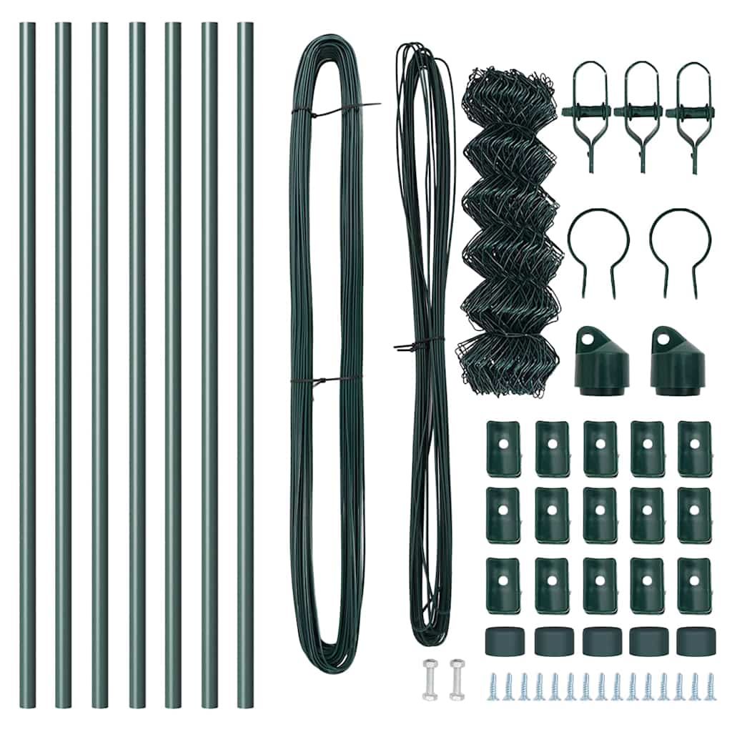 Zaunpfosten Grün 10 x 0,4 m (40 x 40 mm Maschen) Stahl und PVC