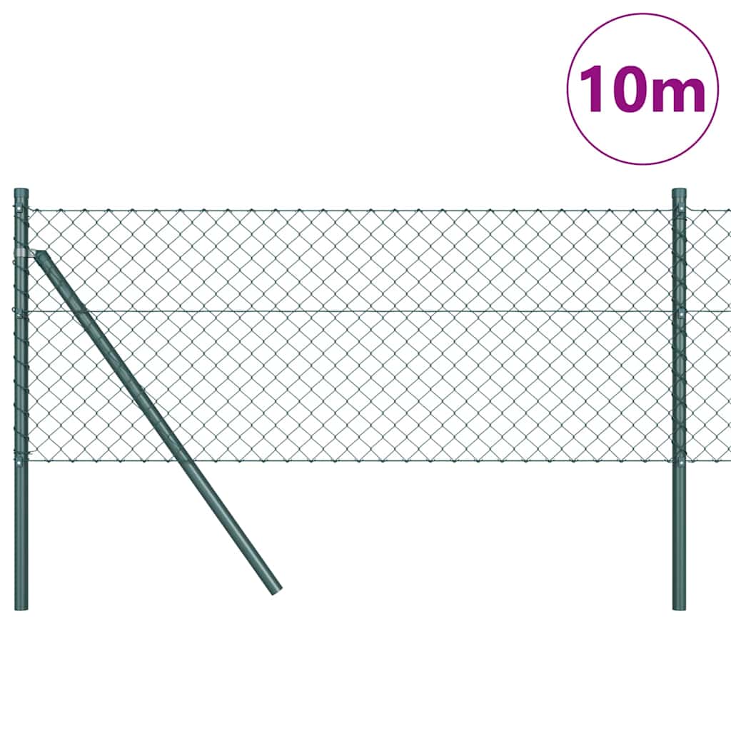 vidaXL Zaunpfosten Grün 10 x 0,8 m (40 x 40 mm Gitter) Stahl und PVC