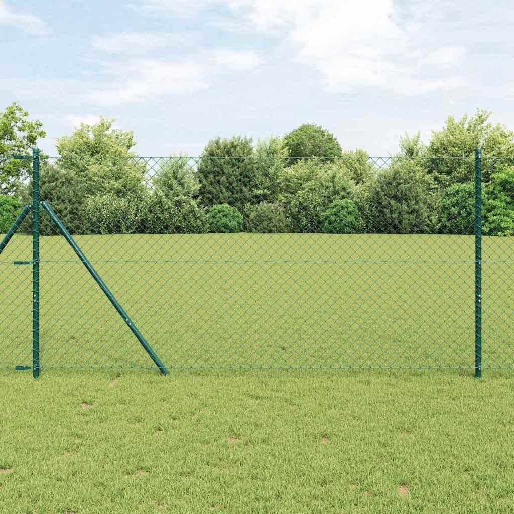 vidaXL Zaunpfosten Grün 10 x 1 m (40 x 40 mm Maschen) Stahl und PVC