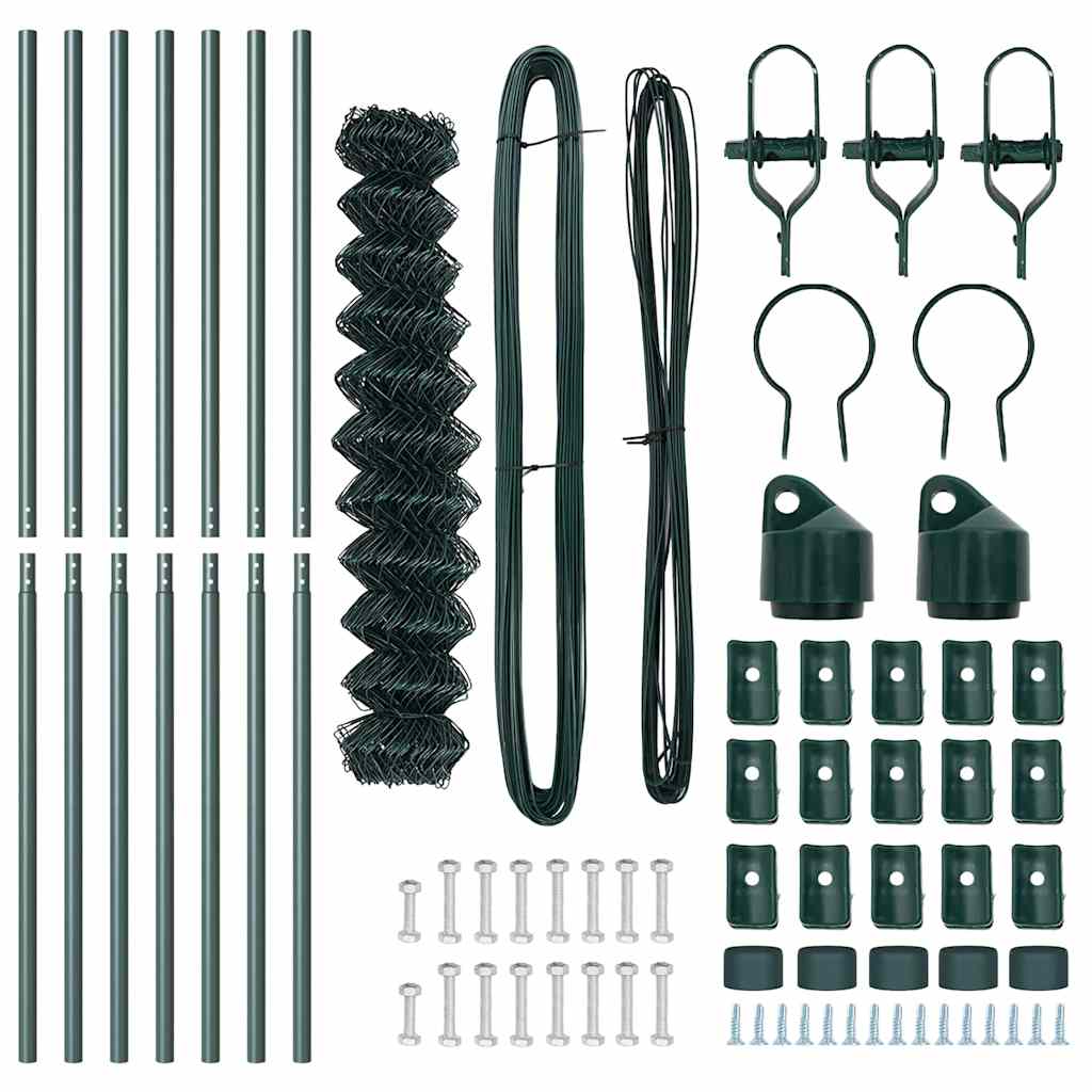Zaunpfosten Grün 10 x 1,5 m (40 x 40 mm Maschen) Stahl und PVC