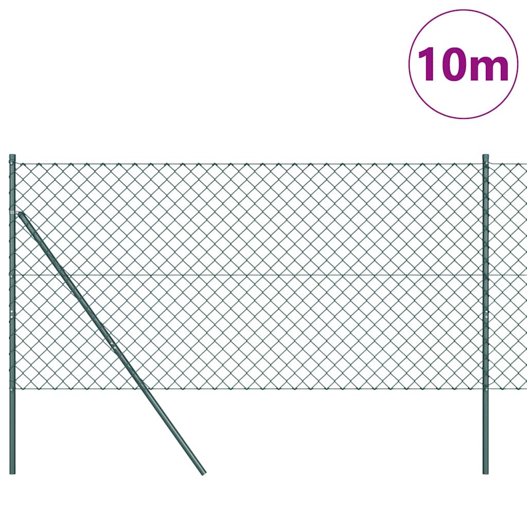 vidaXL Zaunpfosten Grün 10 x 1 m (60 x 60 mm Maschen) Stahl und PVC