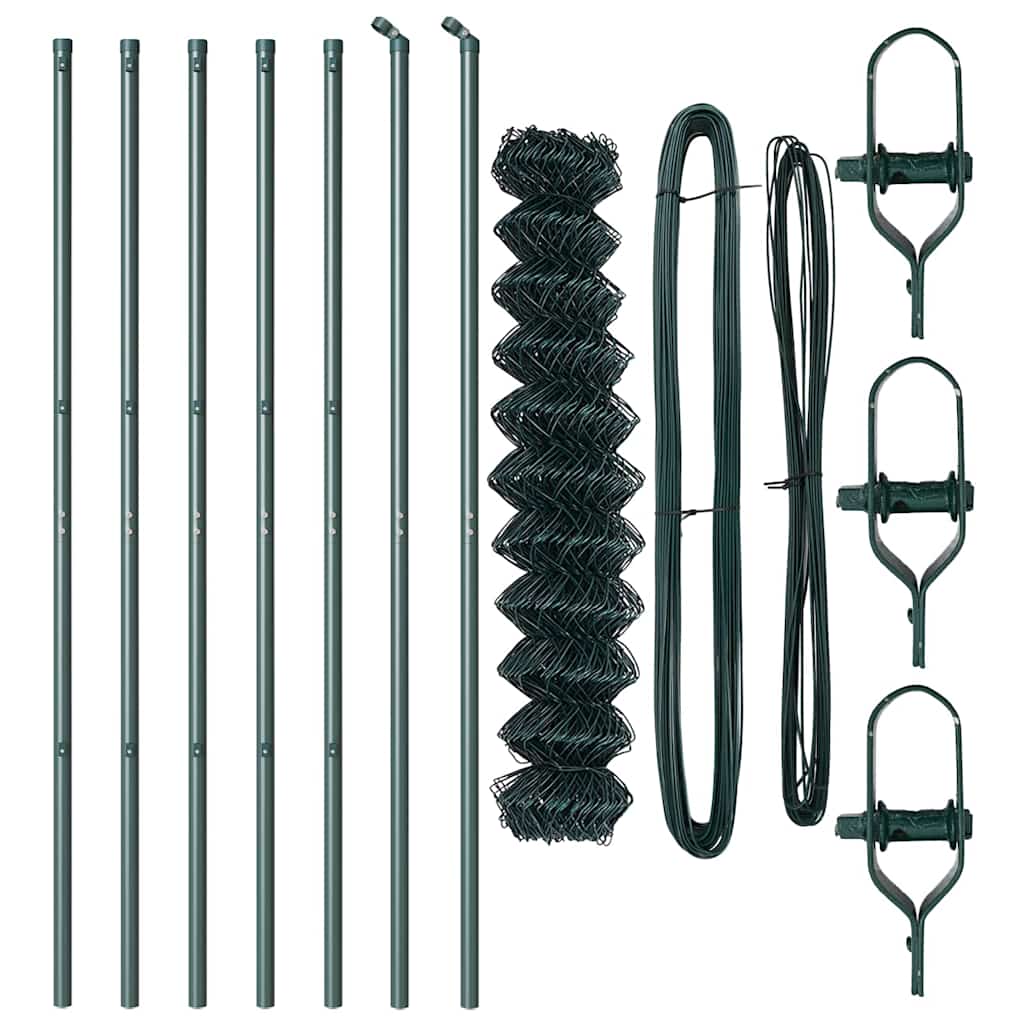 vidaXL Zaunpfosten Grün 10 x 1,4 m (60 x 60 mm Netz) Stahl und PVC