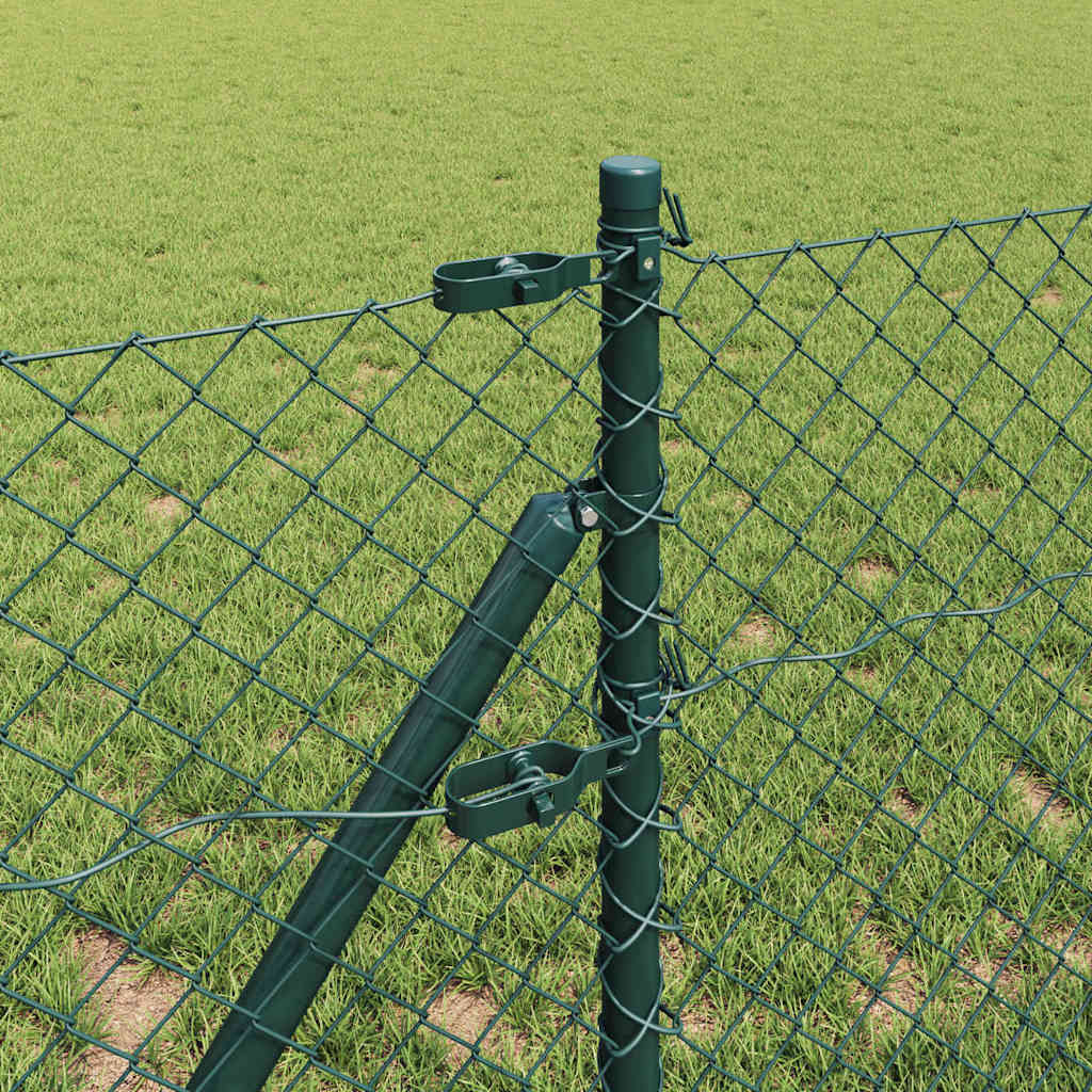 vidaXL Zaunpfosten Grün 25 x 0,4 m (40 x 40 mm Maschen) Stahl und PVC