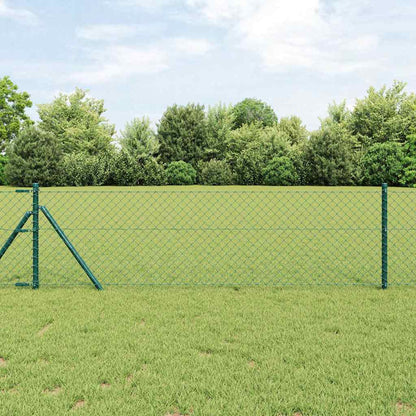 vidaXL Zaunpfosten Grün 25 x 0,4 m (40 x 40 mm Maschen) Stahl und PVC