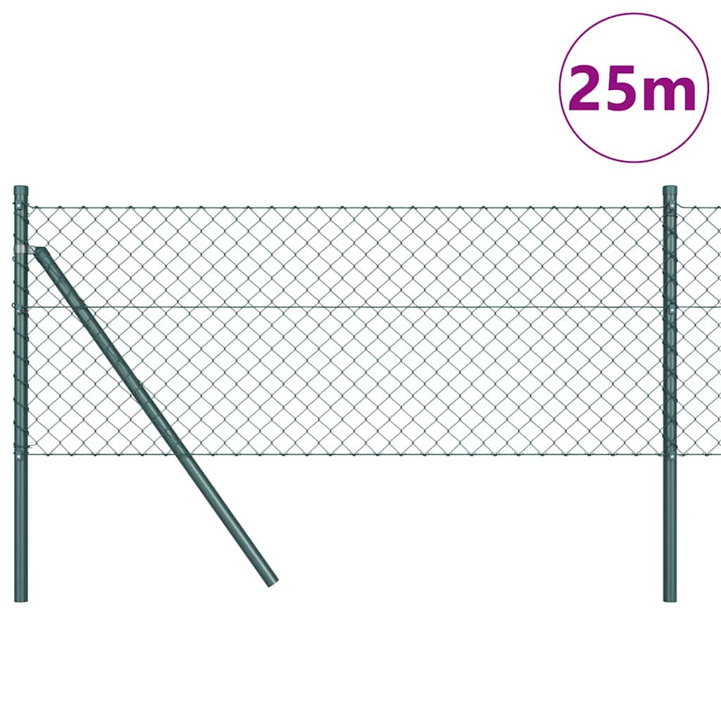 vidaXL Zaunpfosten Grün 25 x 0,4 m (40 x 40 mm Maschen) Stahl und PVC