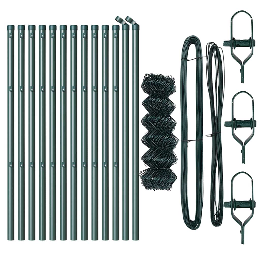 Zaunpfosten Grün 25 x 0,8 m (40 x 40 mm Maschen) Stahl und PVC