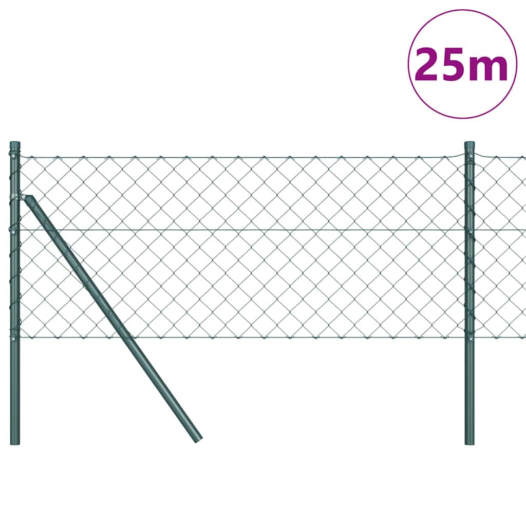 vidaXL Zaunpfosten Grün 25 x 0,6 m (60 x 60 mm Maschen) Stahl und PVC