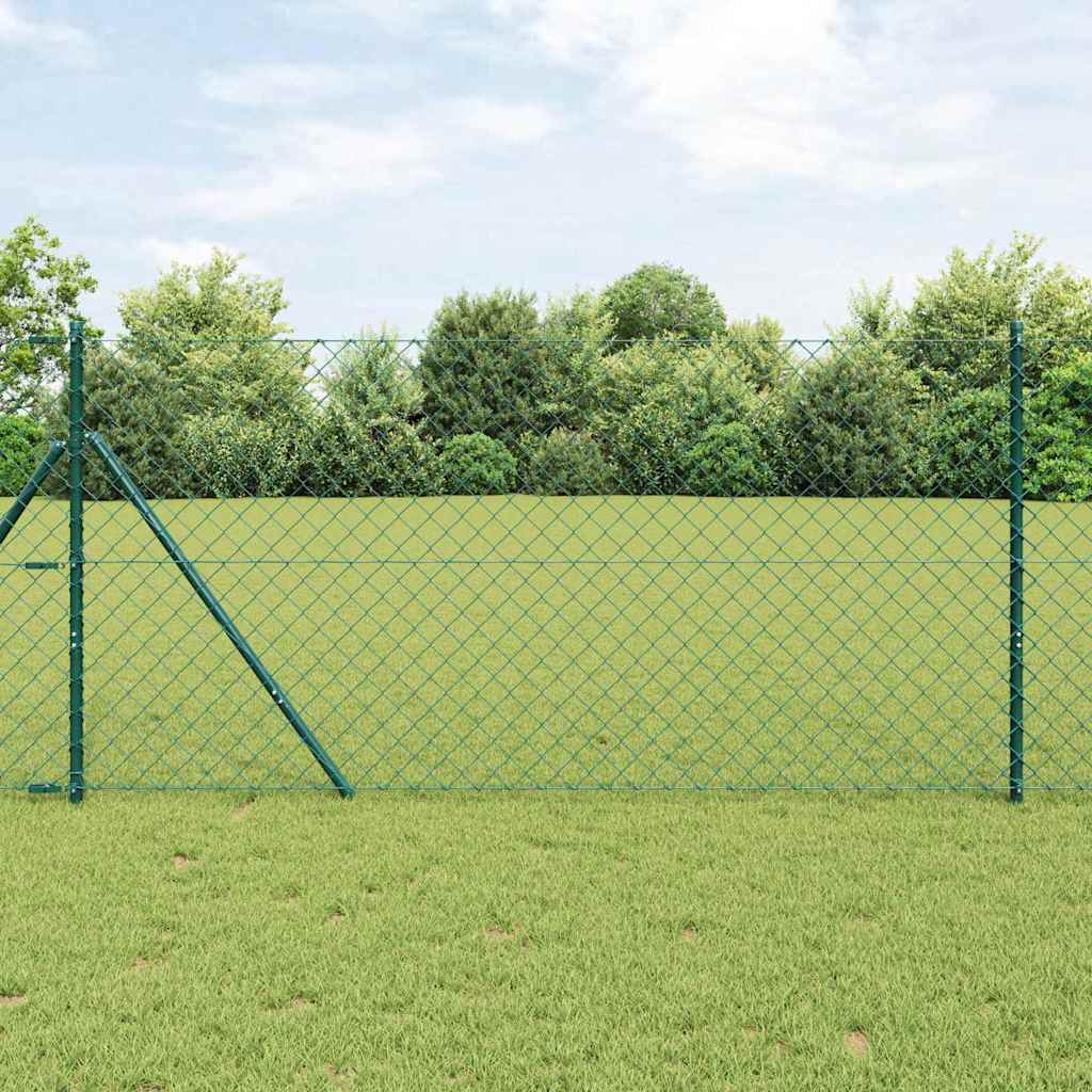 vidaXL Zaunpfosten Grün 1 x 25 m (60 x 60 mm Maschen) Stahl