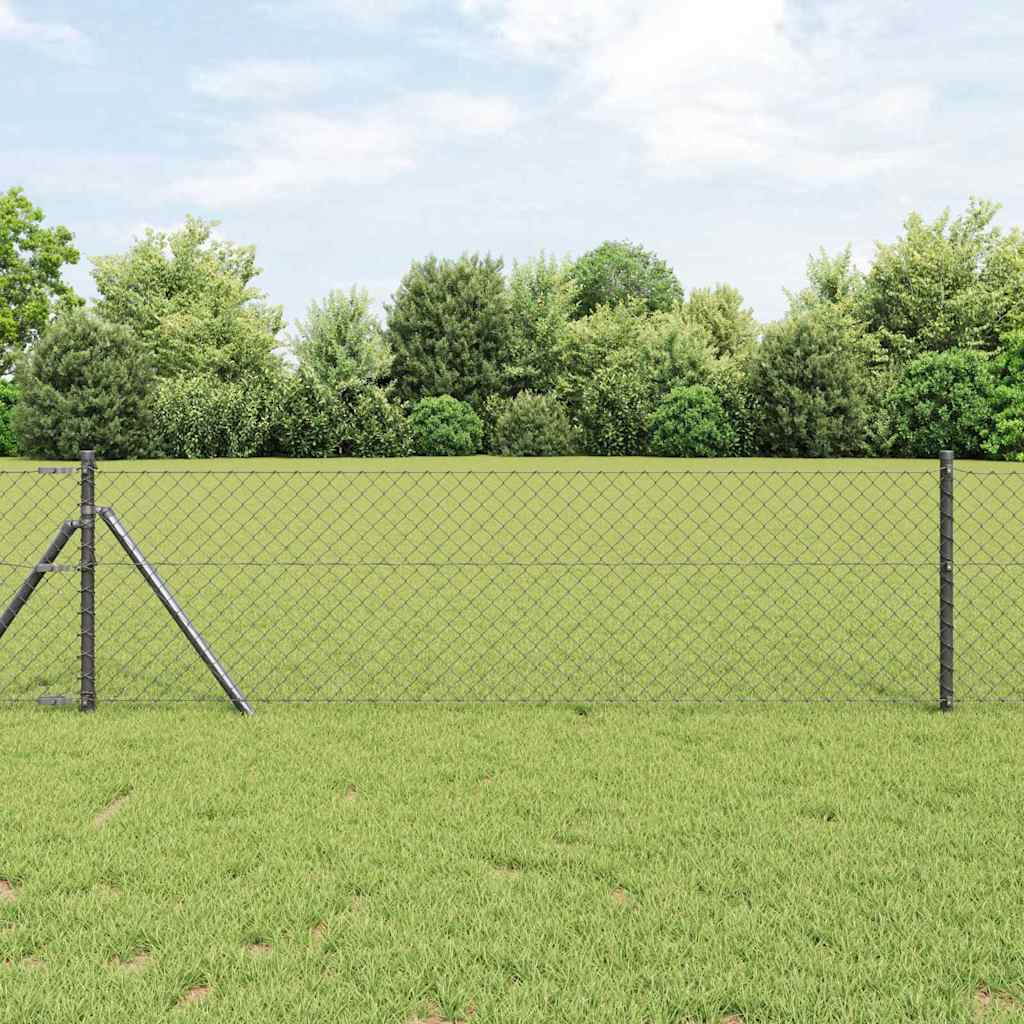 vidaXL Zaunpfosten Grau 10 x 0,8 m (40 x 40 mm Gitter) Stahl und PVC