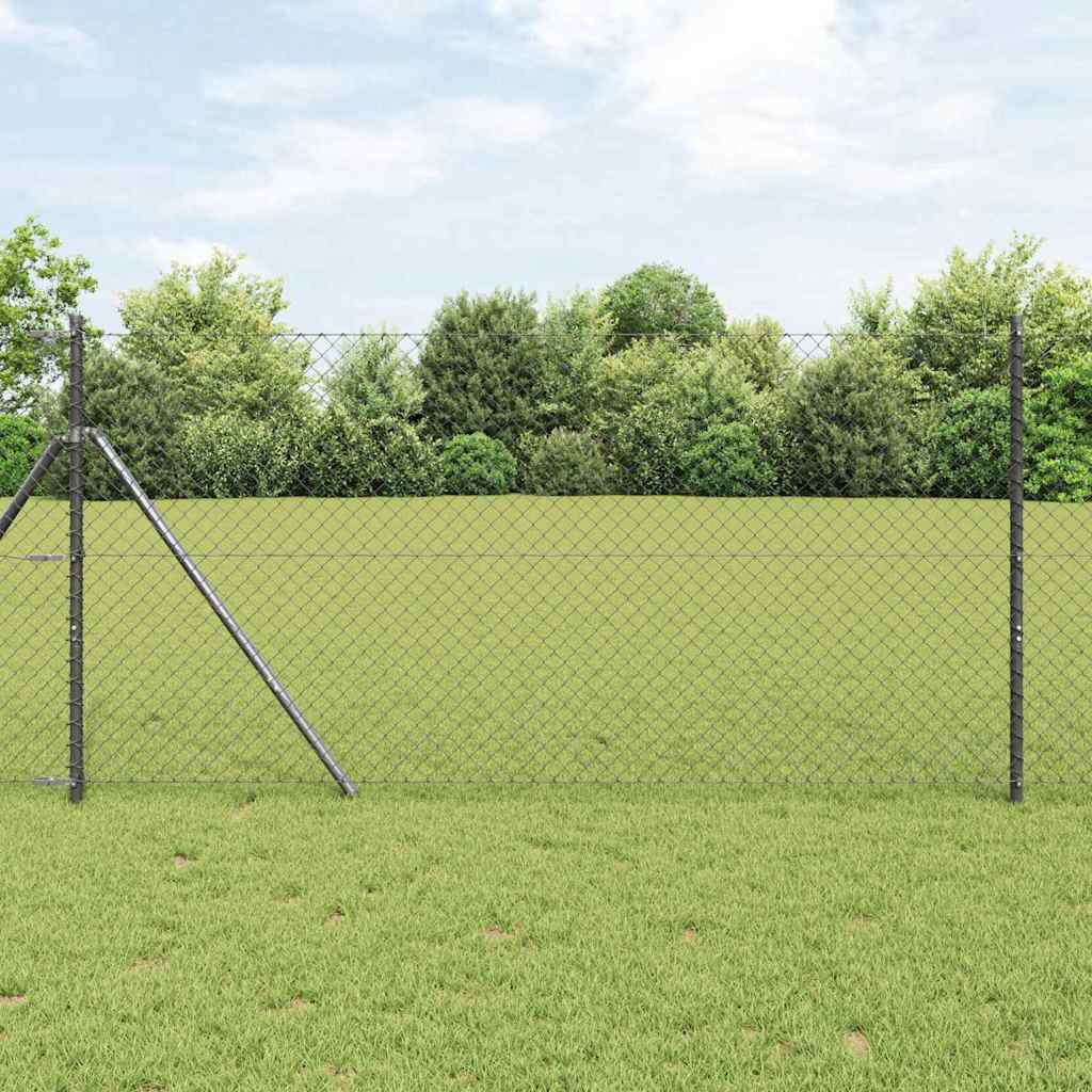 vidaXL Zaunpfosten Grau 10 x 1 m (40 x 40 mm Maschen) Stahl und PVC