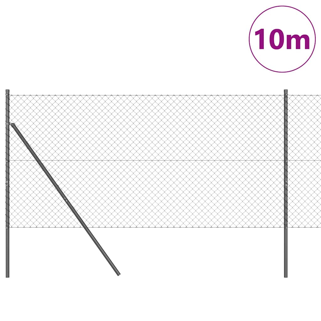vidaXL Zaunpfosten Grau 10 x 1 m (40 x 40 mm Maschen) Stahl und PVC