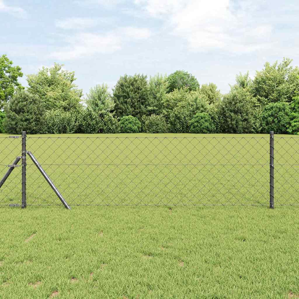 vidaXL Zaunpfosten Grau 10 x 0,4 m (60 x 60 mm Maschen) Stahl und PVC