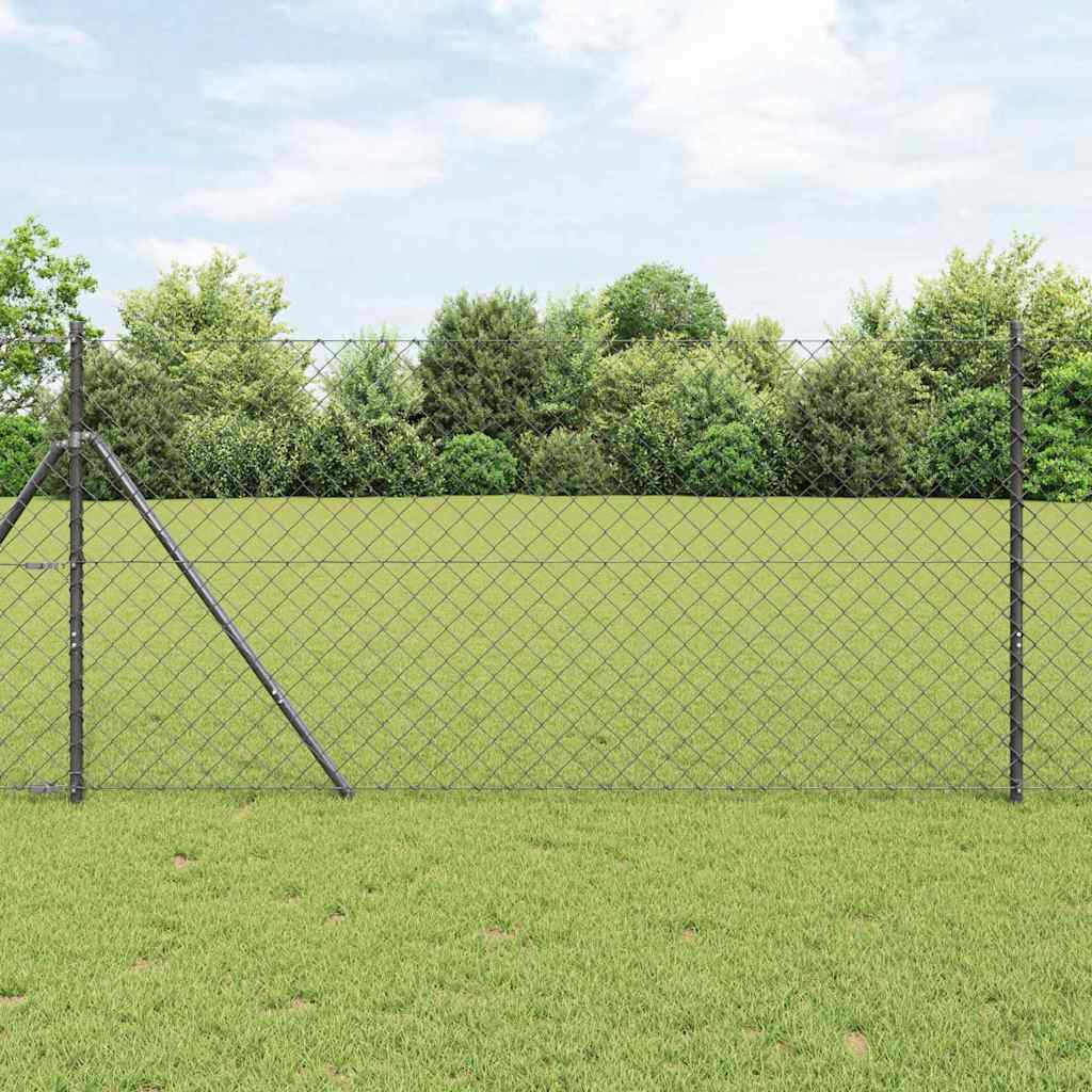 vidaXL Zaunpfosten Grau 10 x 1 m (60 x 60 mm Maschen) Stahl und PVC