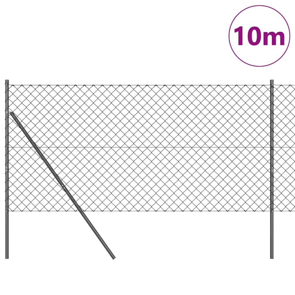 vidaXL Zaunpfosten Grau 10 x 1 m (60 x 60 mm Maschen) Stahl und PVC