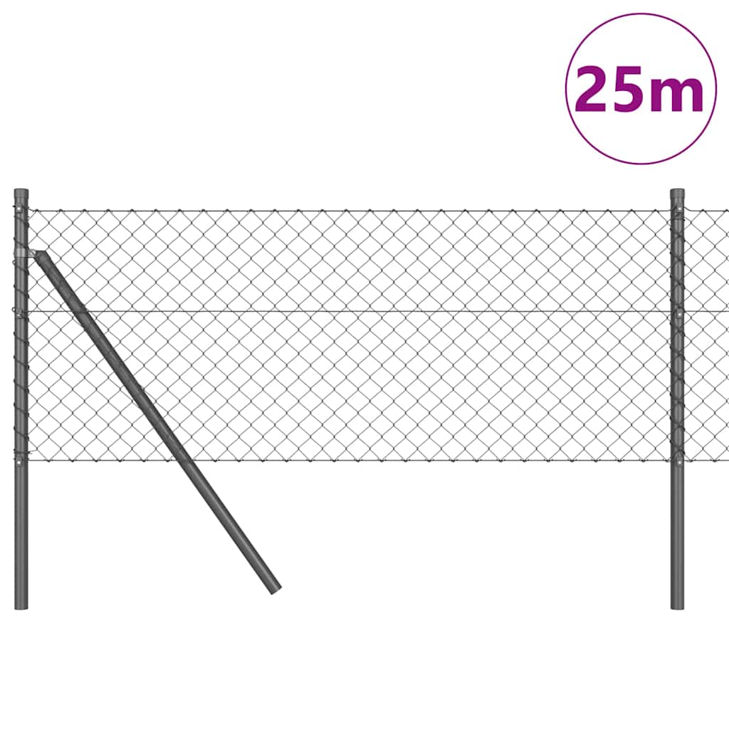 vidaXL Zaunpfosten Grau 25 x 0,6 m (40 x 40 mm Maschen) Stahl und PVC