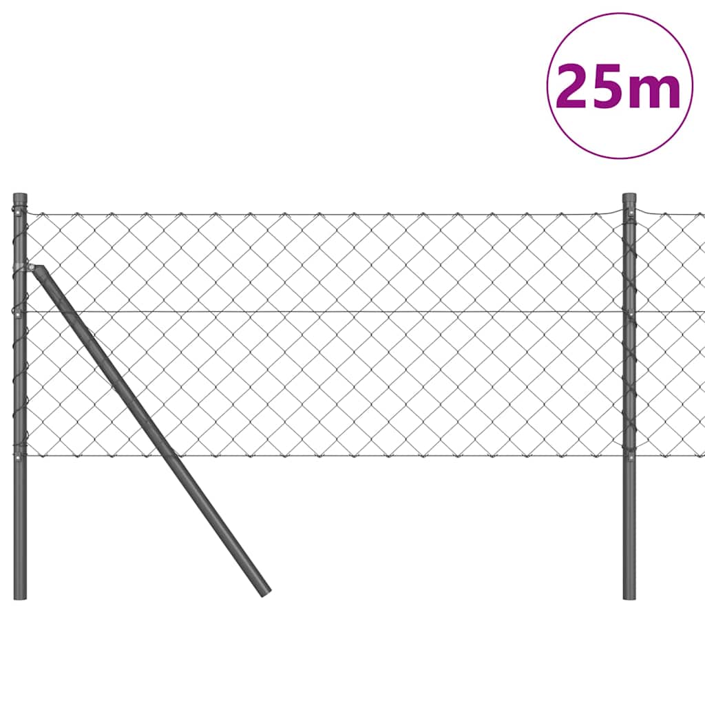 vidaXL Zaunpfosten Grau 25 x 0,6 m (60 x 60 mm Maschen) Stahl und PVC
