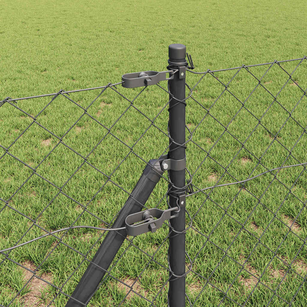 Zaunpfosten Grau 25 x 0,8 m (60 x 60 mm Netz) Stahl