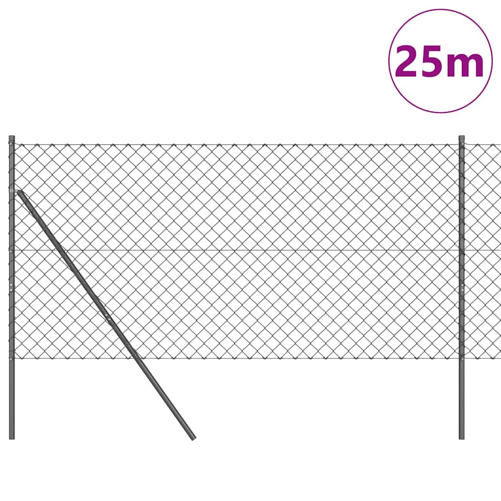 vidaXL Zaunpfosten Grau 25 x 1 m (60 x 60 mm Maschen) Stahl