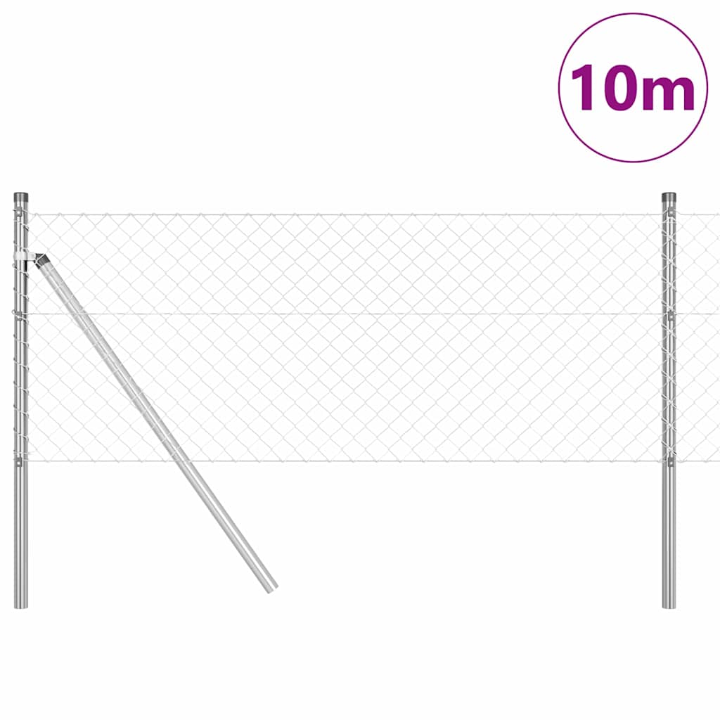vidaXL Zaunpfosten Silber 10 x 0,6 m (40 x 40 mm Maschen) Stahl