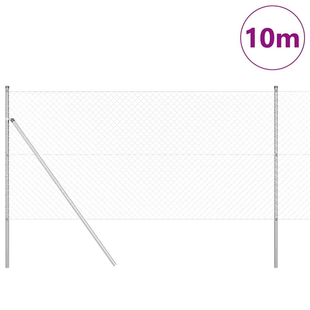 vidaXL Zaunpfosten Silber 10 x 1 m (40 x 40 mm Maschen) Stahl