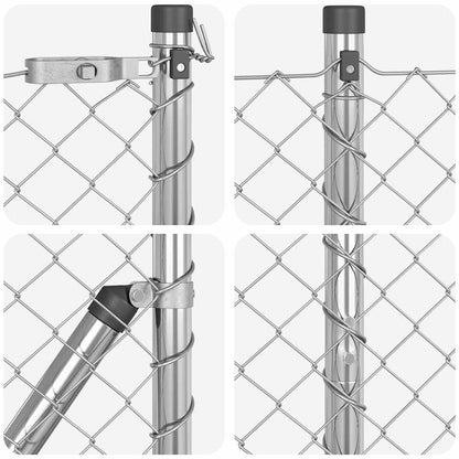 Zaunpfosten Silber 10 x 1,6 m (40 x 40 mm Maschen) Stahl