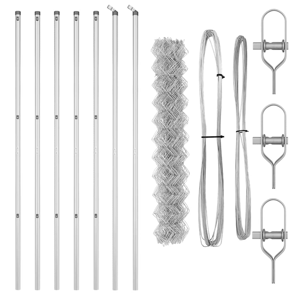 Zaunpfosten Silber 10 x 1,6 m (40 x 40 mm Maschen) Stahl