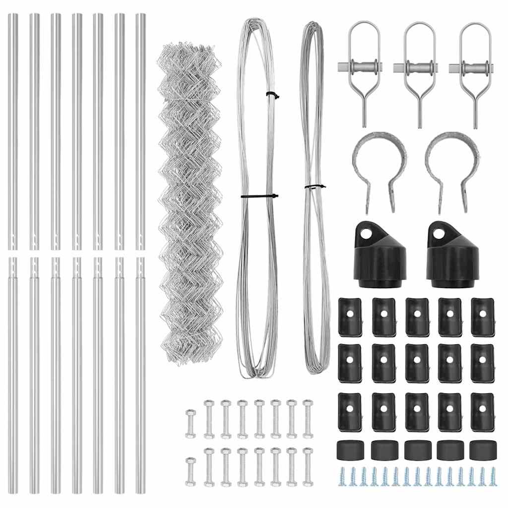Zaunpfosten Silber 10 x 1,6 m (40 x 40 mm Maschen) Stahl