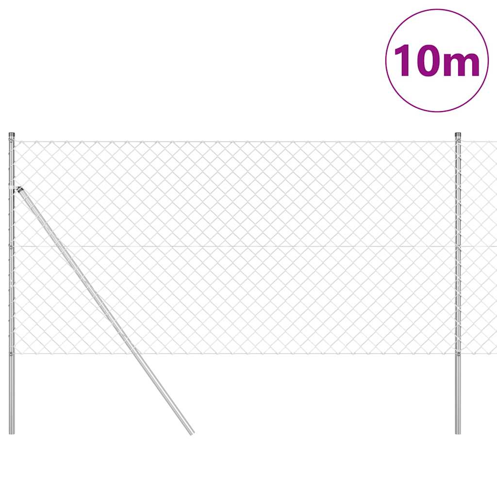 vidaXL Zaunpfosten Silber 10 x 1,4 m (60 x 60 mm Netz) Stahl