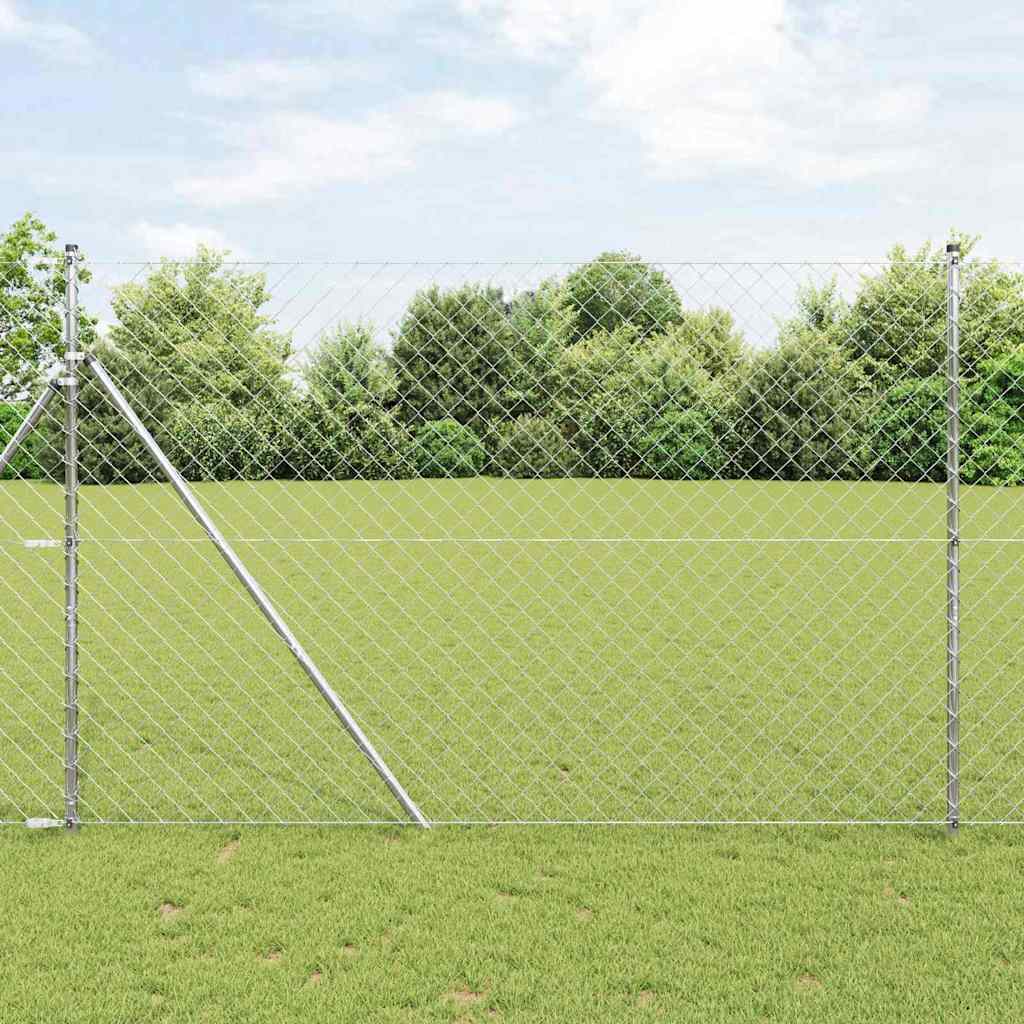vidaXL Zaunpfosten Silber 10 x 1,6 m (60 x 60 mm Maschenweite) Stahl