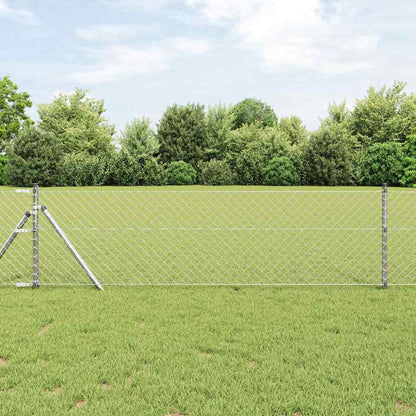 vidaXL Zaunpfosten Silber 25 x 0,6 m (40 x 40 mm Maschen) Stahl
