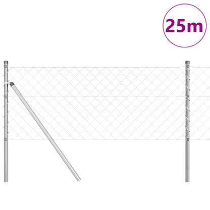 vidaXL Zaunpfosten Silber 25 x 0,6 m (60 x 60 mm Maschen) Stahl