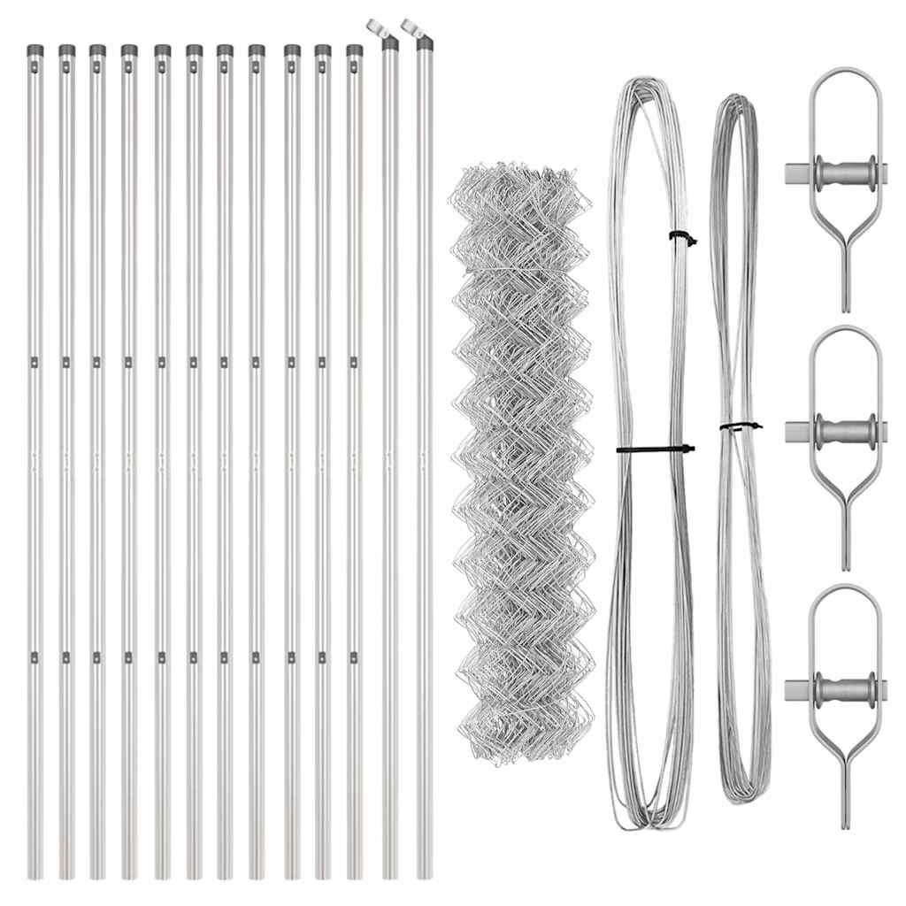 vidaXL Zaunpfosten Silber 25 x 1,2 m (60 x 60 mm Netz) Stahl