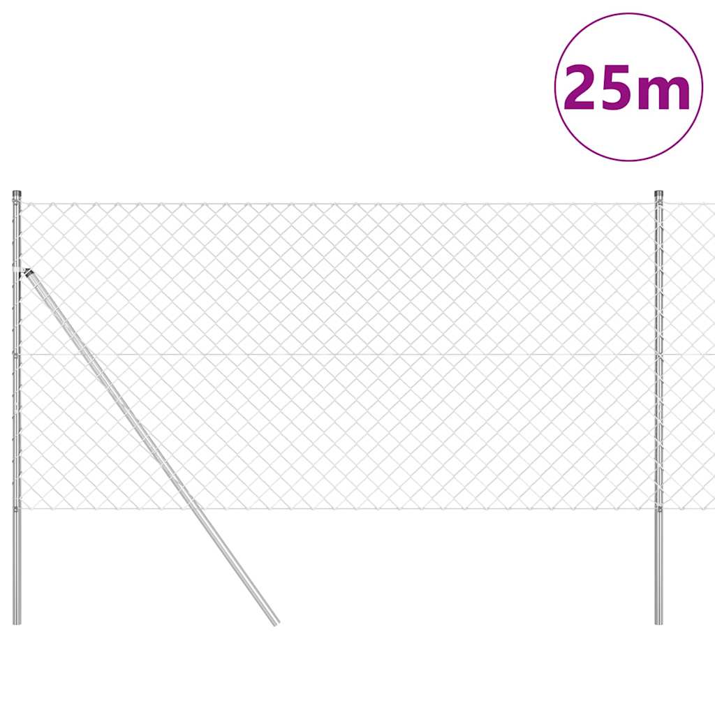 vidaXL Zaunpfosten Silber 25 x 1,2 m (60 x 60 mm Netz) Stahl