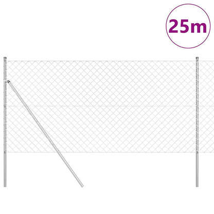 vidaXL Zaunpfosten Silber 25 x 1,2 m (60 x 60 mm Netz) Stahl