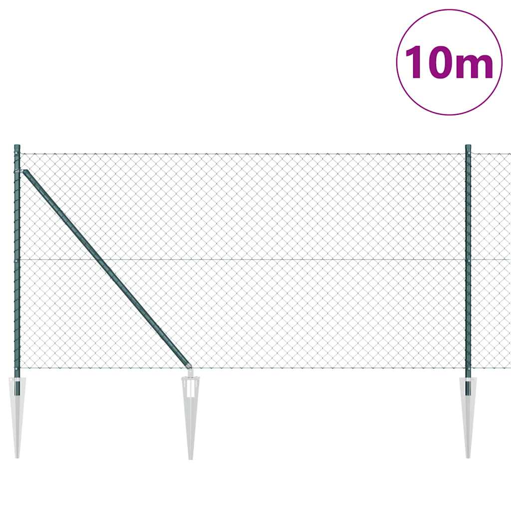 vidaXL Zaunpfosten Grün 10 x 1 m (40 x 40 mm Maschen) Stahl und PVC