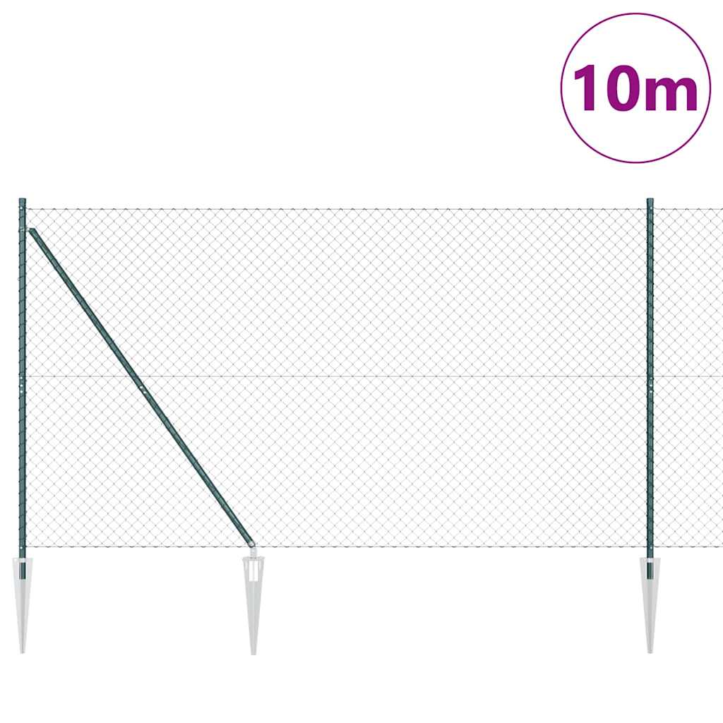 vidaXL Zaunpfosten Grün 10 x 1,6 m (40 x 40 mm Maschen) Stahl und PVC