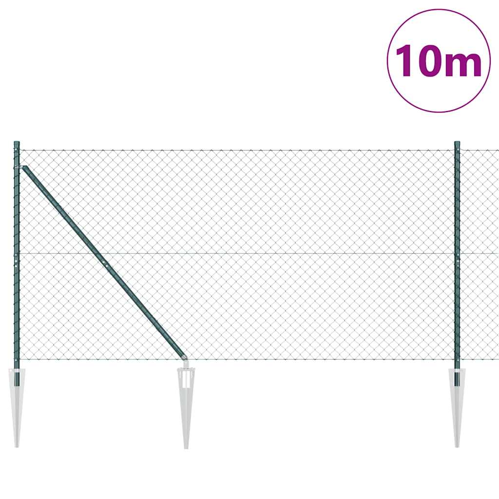 vidaXL Zaunpfosten Grün 10 x 1,4 m (60 x 60 mm Netz) Stahl und PVC