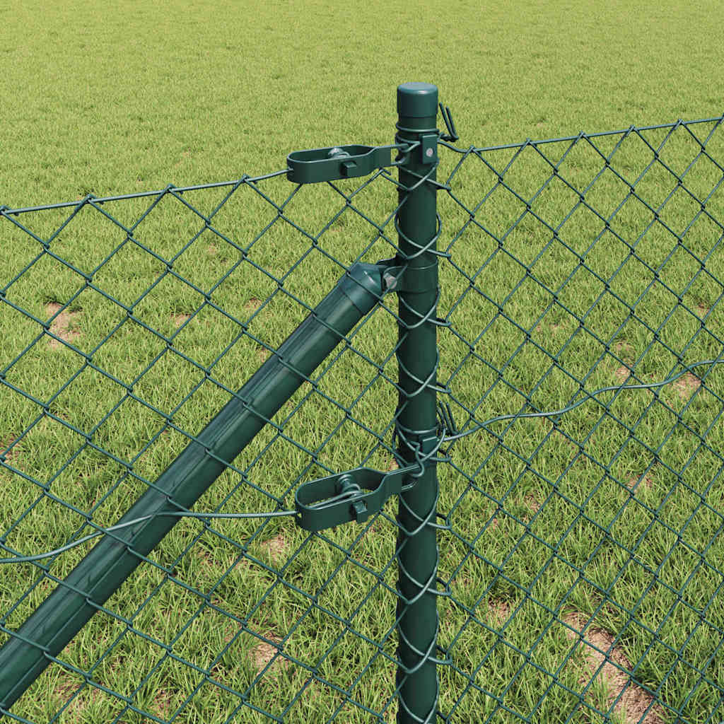 vidaXL Zaunpfosten Grün 25 x 0,4 m (40 x 40 mm Maschen) Stahl und PVC