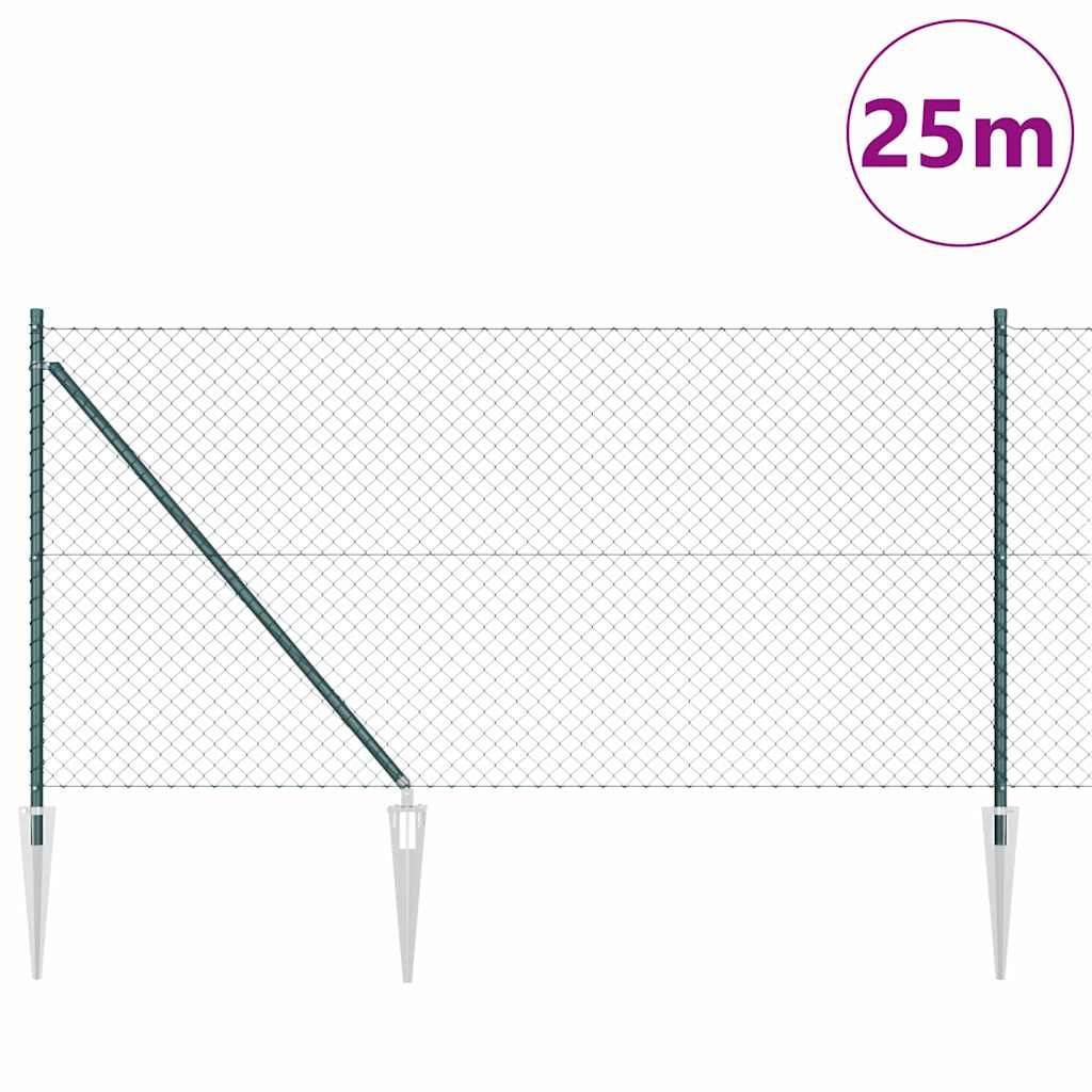 vidaXL Zaunpfosten Grün 25 x 1 m (40 x 40 mm Maschen) Stahl und PVC