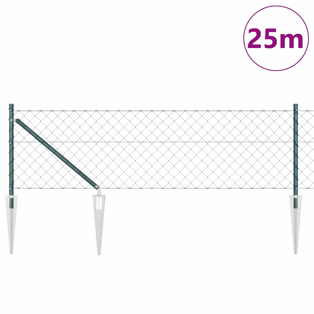 vidaXL Zaunpfosten Grün 25 x 0,6 m (60 x 60 mm Maschen) Stahl und PVC