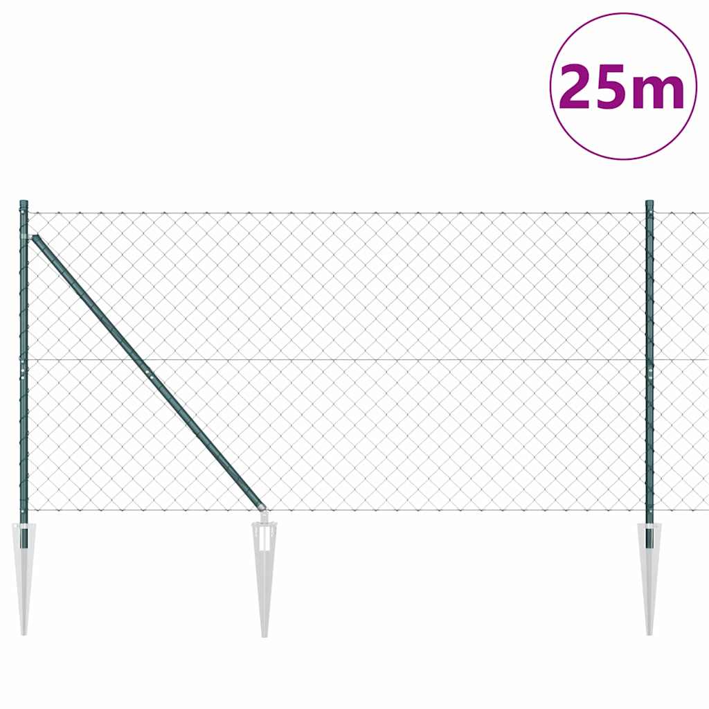 vidaXL Zaunpfosten Grün 1 x 25 m (60 x 60 mm Maschen) Stahl