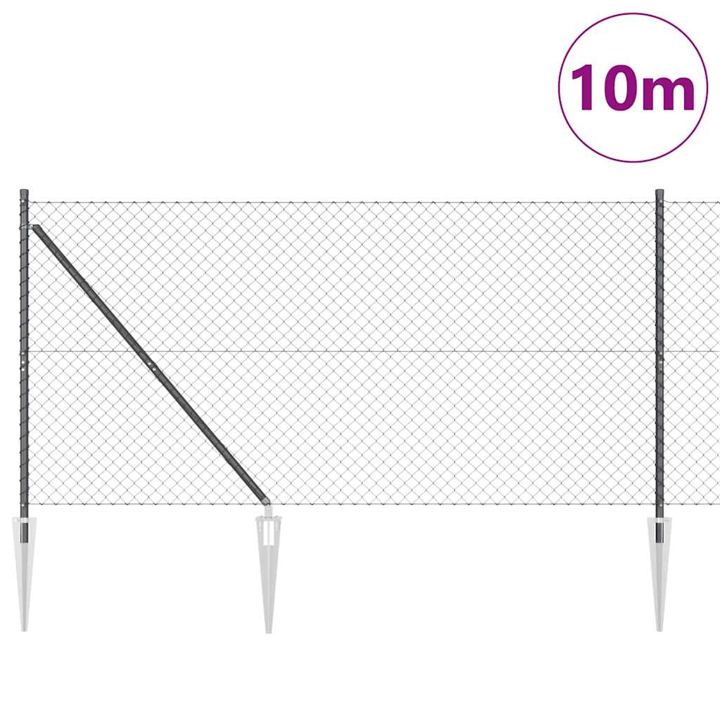 vidaXL Zaunpfosten Grau 10 x 1,4 m (40 x 40 mm Maschen) Stahl und PVC