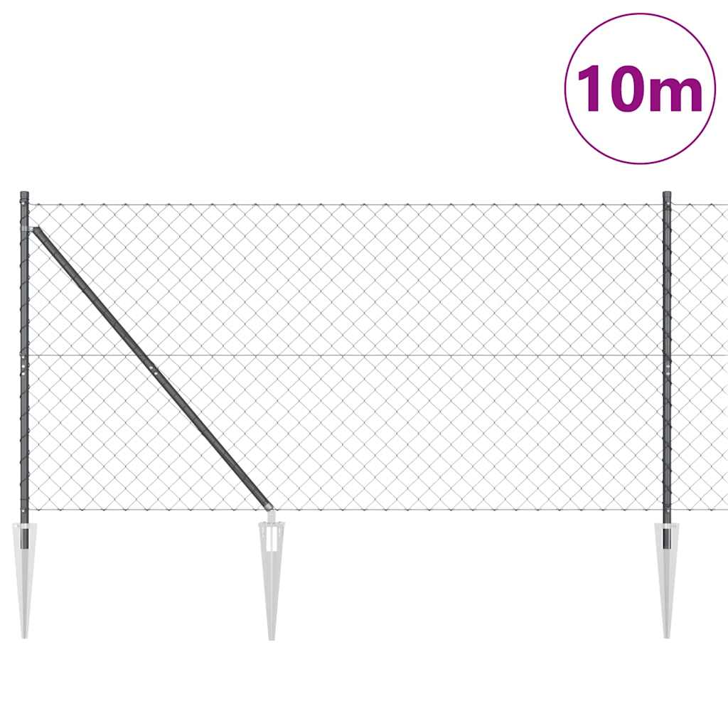 vidaXL Zaunpfosten Grau 10 x 1,4 m (60 x 60 mm Netz) Stahl und PVC