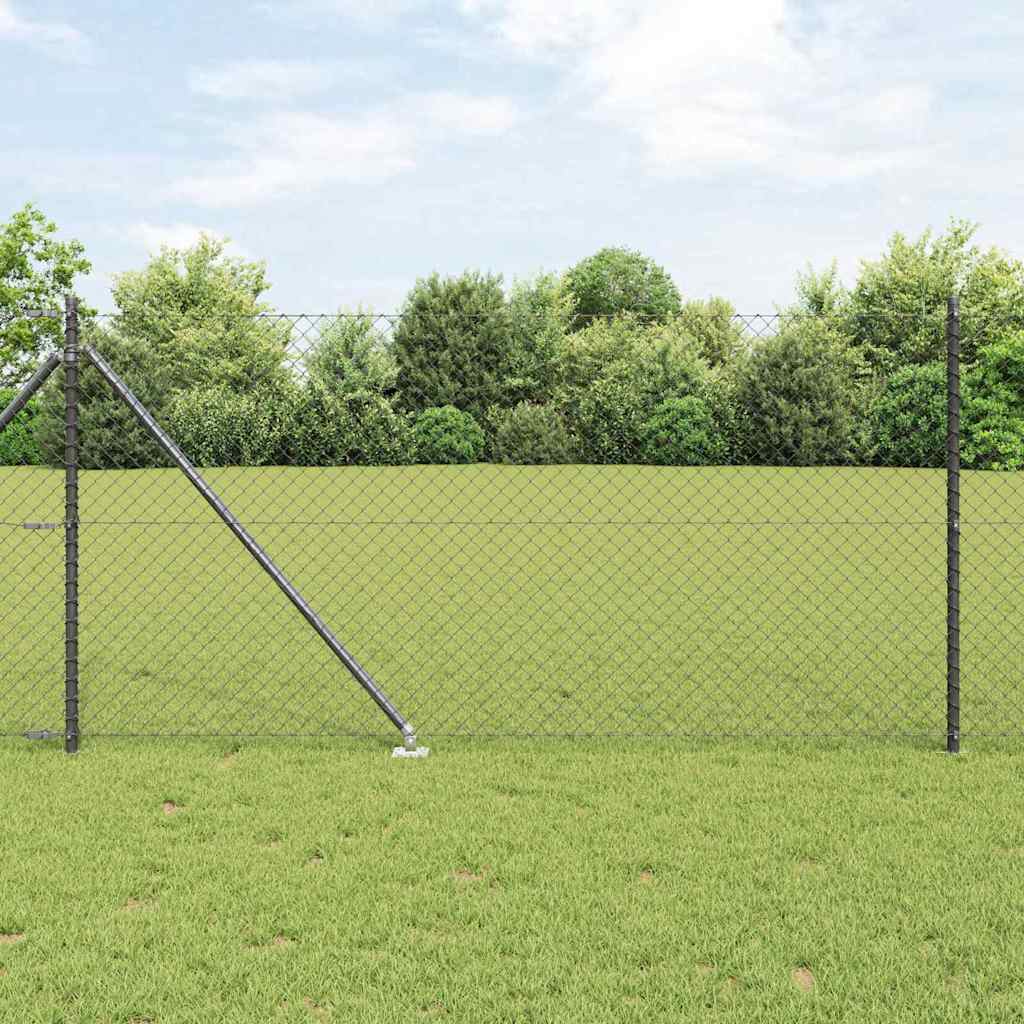 vidaXL Zaunpfosten Grau 25 x 1 m (40 x 40 mm Maschen) Stahl und PVC