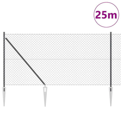 vidaXL Zaunpfosten Grau 25 x 1 m (40 x 40 mm Maschen) Stahl und PVC